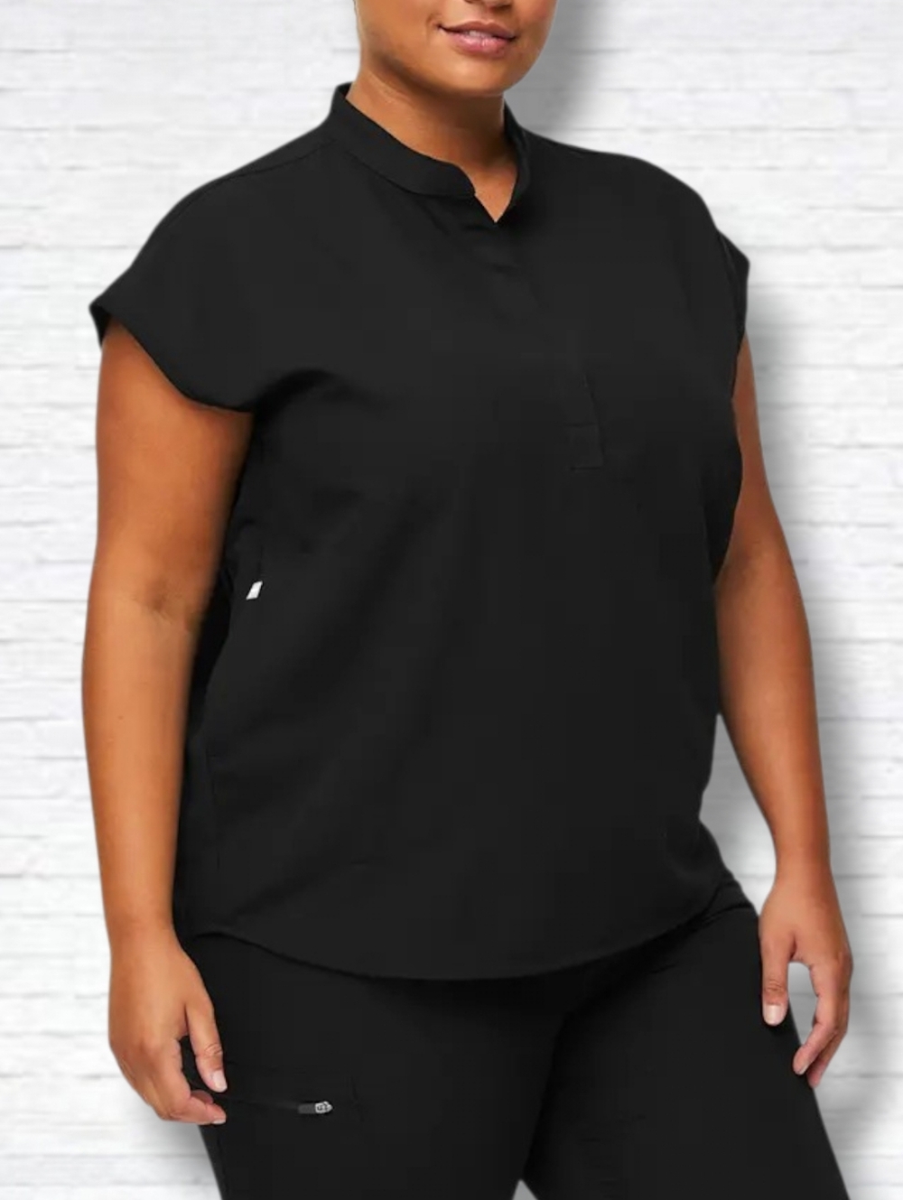 Figs Rafaela Black Oversized Short Sleeve Scrub Top Size XL